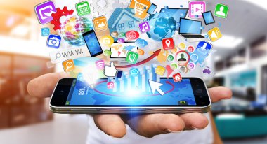 Modern cep telefonuyla işadamı