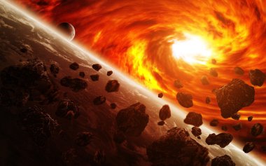 Uzayda Dünya'ya kırmızı Bulutsusu