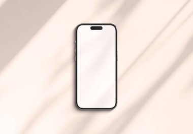 PARIS - Fransa - 20 Mart 2025 Apple akıllı telefonu, maksimum 16 profesyonel telefon. Beyaz yüzeyde yumuşak gölgeli cep telefonu modeli. 3d oluşturma