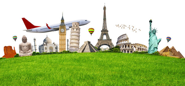 Illustration of famous monument on green grass