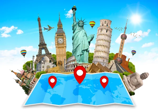 Monument of the world on a map — Stock Photo, Image