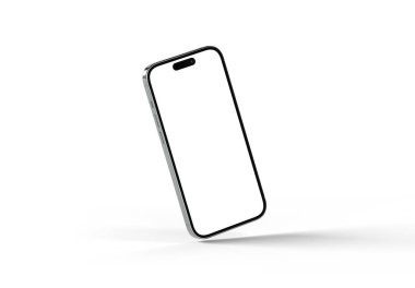 PARIS - Fransa - 29 Ekim 2025: Apple Iphone 17 gümüş rengi. 3B görüntüleme izole akıllı telefon beyaz model üzerinde yüzen gölge