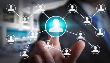 Modern sosyal ağ kullanarak iş adamı