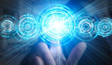 işadamı ofisinde dokunsal arabirimini kullanarak