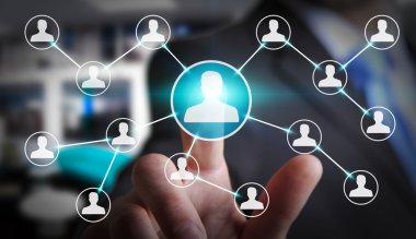 Modern sosyal ağ kullanarak iş adamı