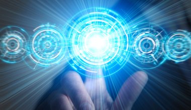 işadamı ofisinde dokunsal arabirimini kullanarak