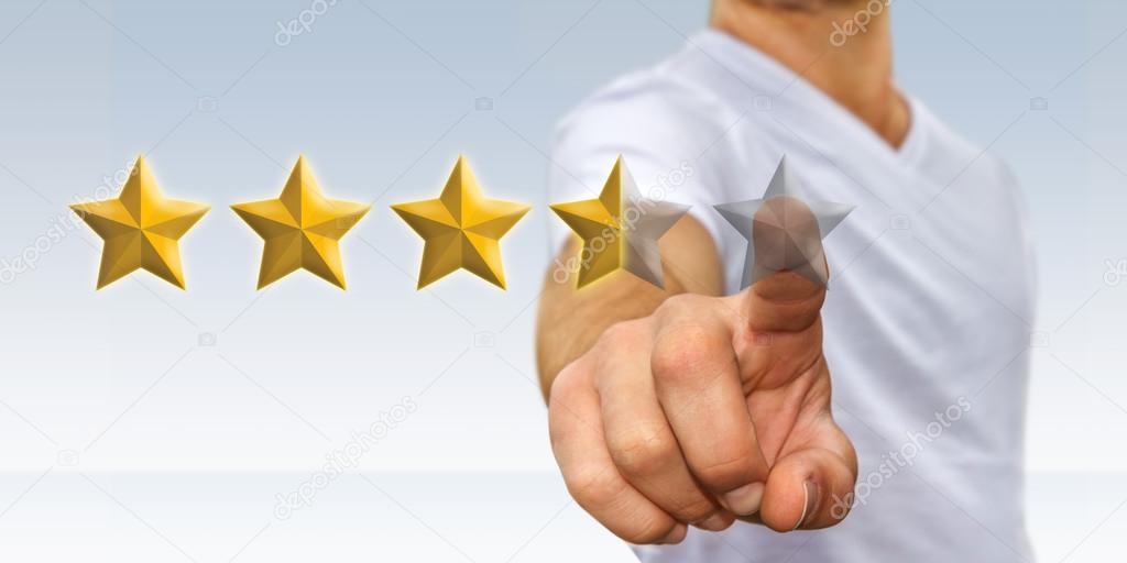 Young man rating stars