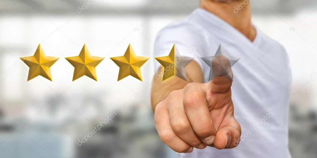 Young man rating stars