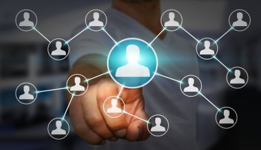 Modern sosyal ağ kullanarak iş adamı 