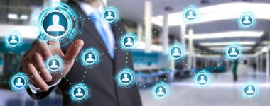 Modern sosyal ağ kullanarak iş adamı 