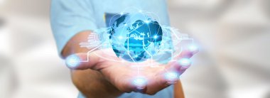 İnternette sörf adam