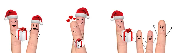 快乐的手指夫妇庆祝圣诞的爱情 — 图库照片