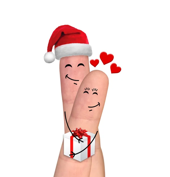 Feliz dedo casal no amor celebrando Natal — Fotografia de Stock