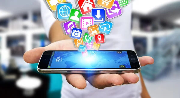 Üzletember modern mobiltelefon használata — Stock Fotó