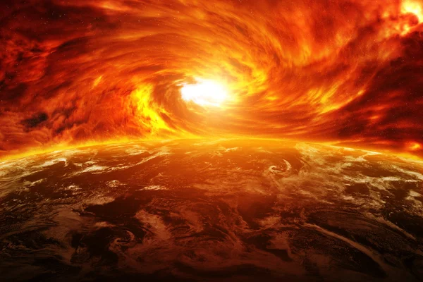 Wschód słońca nad planety ziemi w przestrzeni — Zdjęcie stockowe