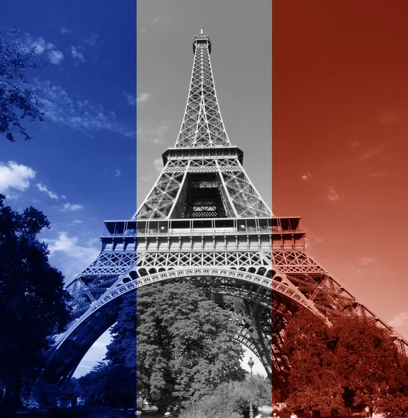 Флаг Парижской Эйфелевой башни — стоковое фото