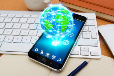 Siber dünya ile modern cep telefonu