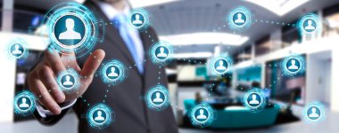 Modern sosyal ağ kullanarak iş adamı 