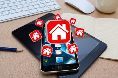 Modern cep telefonu ile seyahat etmek simge kullanma