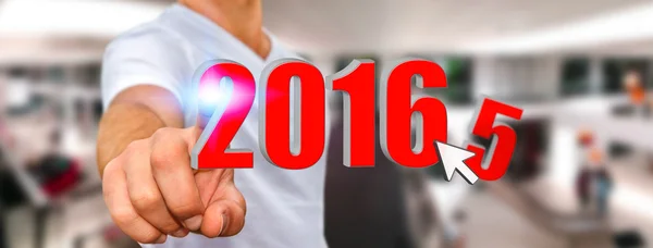Man firar det nya året 2016 — Stockfoto
