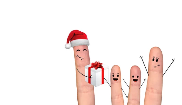 Δάχτυλο ευτυχισμένο ζευγάρι στην αγάπη που γιορτάζει τα Χριστούγεννα — Φωτογραφία Αρχείου