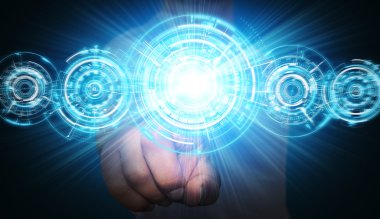 işadamı ofisinde dokunsal arabirimini kullanarak