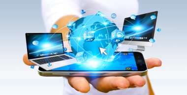 Teknoloji cihazları bağlamak işadamı