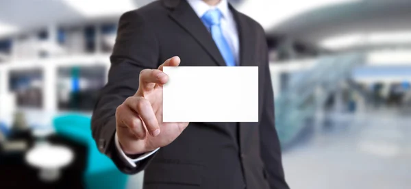 Businessman holding business card — Stock Photo, Image