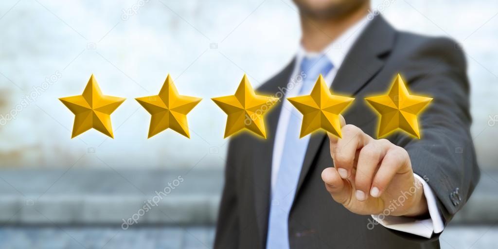 Young man rating stars