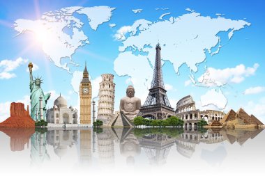 Dünyayı gezmek anıtlar konsepti