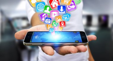 Modern cep telefonuyla işadamı