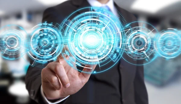 Businessman in his office using tactile interface — Stock Photo, Image