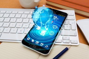 Siber dünya ile modern cep telefonu