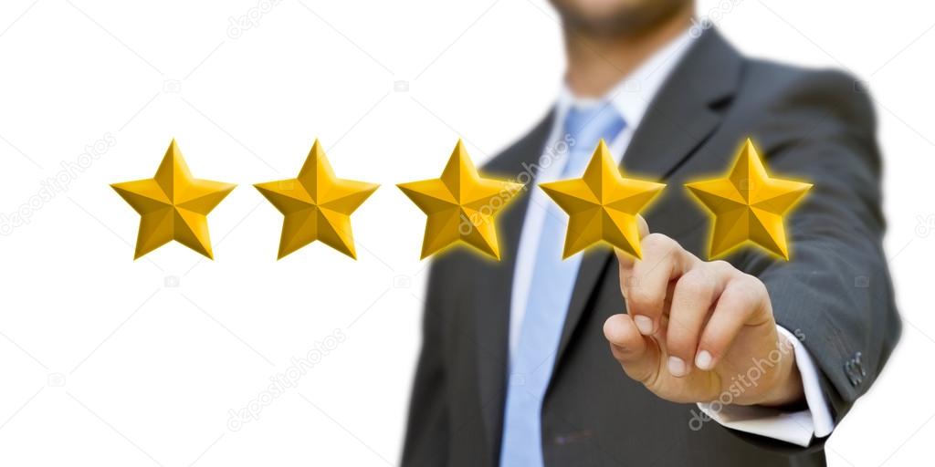 Young man rating stars