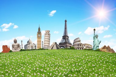 Dünyayı gezmek anıtlar konsepti