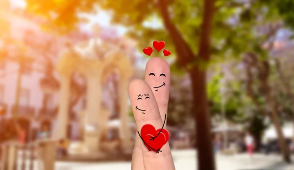 Happy finger par i kärlek firar alla hjärtans dag — Stockfoto