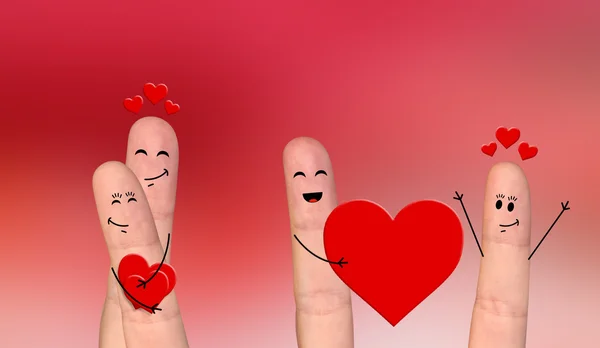 Happy finger couple in love celebrating Valentine day — Stock Photo, Image