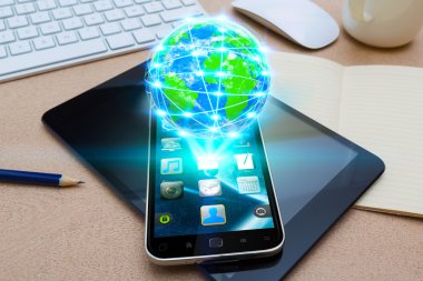 Siber dünya ile modern cep telefonu