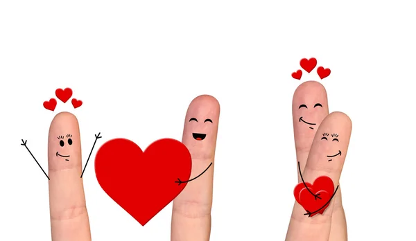 Щасливі пальця пара закоханих святкування Дня Святого Валентина — стокове фото