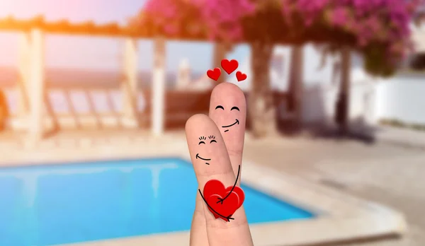 Δάχτυλο ευτυχισμένο ζευγάρι στην αγάπη που γιορτάζει την ημέρα του Αγίου Βαλεντίνου — Φωτογραφία Αρχείου