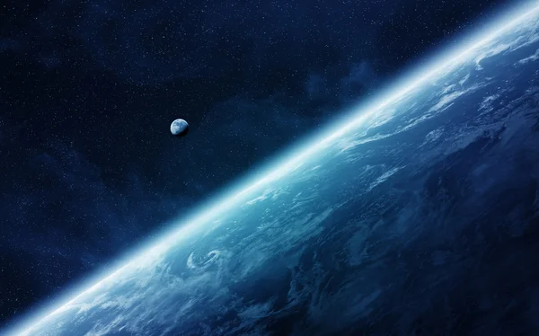 Pohled na měsíc blízko planety země ve vesmíru — Stock fotografie