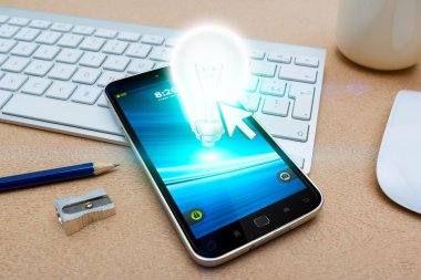 Ampul ile modern cep telefonu