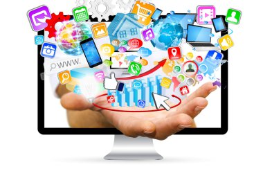 Modern dijital applicat kullanarak bilgisayardan kaçan işadamı