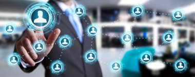 Modern sosyal ağ kullanarak iş adamı 