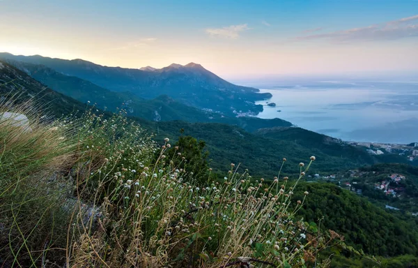 Paysage Panoramique Riviera Budva Monténégro Lumière Matin Balkans Mer Adriatique — Photo