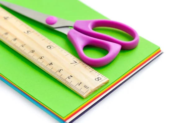 School supplies on a white background — Stock Photo, Image