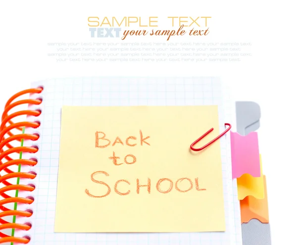 Photo with notebook reminder - Back to school concept — Stock Photo, Image