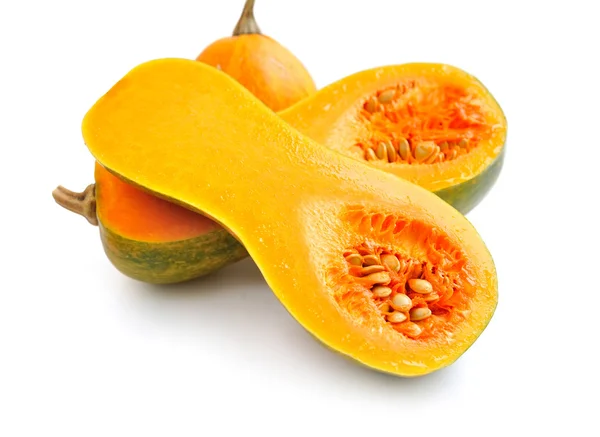 Calabaza naranja cortada sobre fondo blanco — Foto de Stock