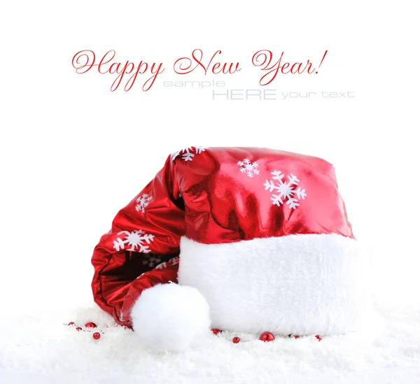 Santa hat on snow — Stock Photo, Image