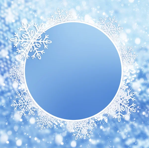 Christmas frame with snowflakes on a festive background — Stock Photo, Image